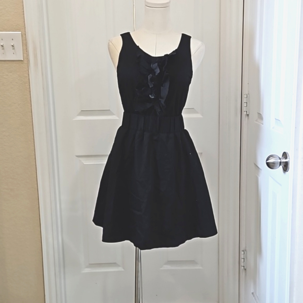 J. Crew Honore Black Ruffle Embellished Dress